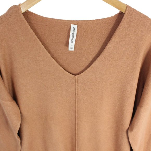 ZENANA vNeck Oversize Knit Viscose Blend Long Sleeve Top - Small - NWOT - Picture 3 of 3